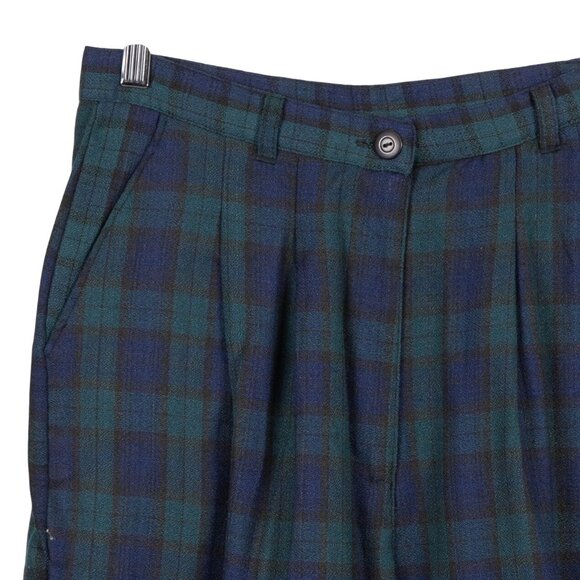 Starwear VTG Plaid Pants L Womens Green Blue Polyester Blend Classic Pockets - Picture 2 of 5